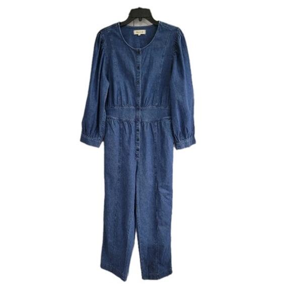 Madewell Denim Straight‎ Leg Jumpsuit Women's 12 Blue - Picture 2 of 11